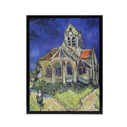 "Artery8 The Church at Auvers Oil Painting Van Gogh Black Framed Canvas Art in Blue - Size: W12"" x H16""" - thumbnail 1