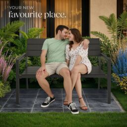 tectake Line 2-Seater Garden Bench with Aluminum Frame, 128x59x88 cm in Dark Grey - Size: 2 Seater - thumbnail 8
