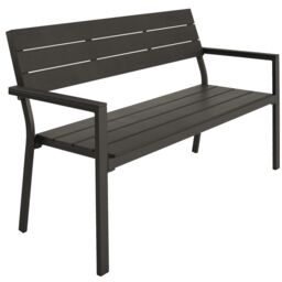 tectake Line 2-Seater Garden Bench with Aluminum Frame, 128x59x88 cm in Dark Grey - Size: 2 Seater - thumbnail 1