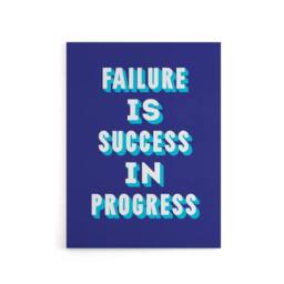 "Artery8 Failure Is Success In Progress Blue Motivational Canvas Wall Art Print - Size: W12"" x H16""" - thumbnail 1