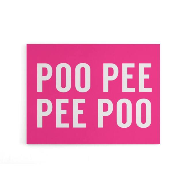 "Artery8 Funny Toilet Bathroom Decor Poo Pee Canvas Wall Art Print in Pink - Size: W18"" x H24""" - image 1