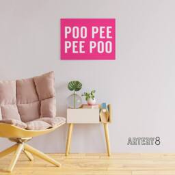 "Artery8 Funny Toilet Bathroom Decor Poo Pee Canvas Wall Art Print in Pink - Size: W18"" x H24""" - thumbnail 3