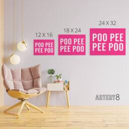 "Artery8 Funny Toilet Bathroom Decor Poo Pee Canvas Wall Art Print in Pink - Size: W18"" x H24""" - thumbnail 4
