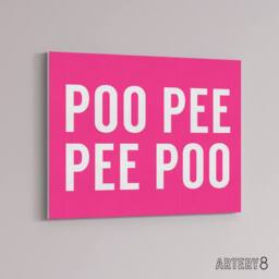 "Artery8 Funny Toilet Bathroom Decor Poo Pee Canvas Wall Art Print in Pink - Size: W18"" x H24""" - thumbnail 2