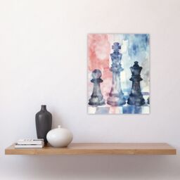 "Artery8 Chess Piece Chessboard Abstract Light Watercolour Wall Art Print - Size: W24"" x H32""" - thumbnail 4