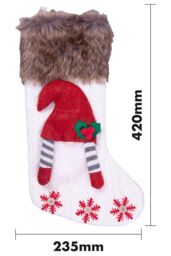 Netagon Home Indoor Festive Luxury Gonk Christmas Stocking in White - thumbnail 2