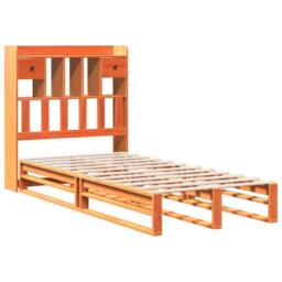 Berkfield Home Bookcase Bed without Mattress Wax Brown 100x200 cm Solid Wood Pine - thumbnail 3
