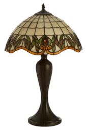 Orsina Tiffany Umbrella Shade Table Lamp, Hand Cut Stained Glass With Floral Motifs, Bronze Resin Base in Brown - thumbnail 3