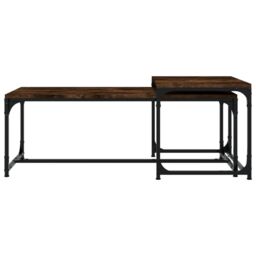 Berkfield Home Coffee Tables 2 pcs Smoked Oak Engineered Wood in Brown - thumbnail 4