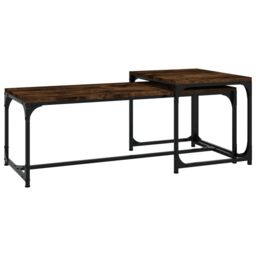 Berkfield Home Coffee Tables 2 pcs Smoked Oak Engineered Wood in Brown - thumbnail 2