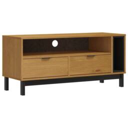 Berkfield Home TV Cabinet FLAM 110x40x50 cm Solid Wood Pine in Brown - Size: 110 x 40 x 50 cm - thumbnail 1
