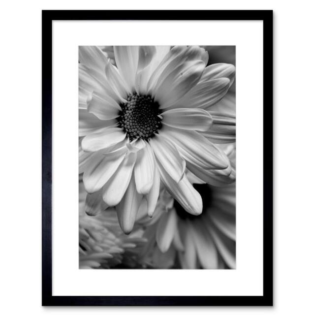 "Artery8 Black White gerbera Flower Living Room 12x16"" Framed Art Print in Grey - Size: W12"" x H16""" - image 1