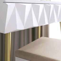 CARME HOME Montana White Dressing Table with Velvet Padded Stool - thumbnail 2
