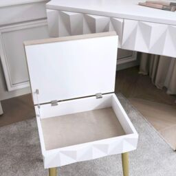 CARME HOME Montana White Dressing Table with Velvet Padded Stool - thumbnail 5
