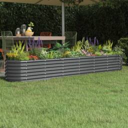 Berkfield Home Garden Raised Bed Powder-coated Steel 260x40x36 cm Anthracite in Dark Grey - Size: 260 x 40 x 36 cm - thumbnail 2