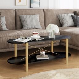 Berkfield Home Coffee Table Black 110x48x40 cm Engineered Wood - Size: 110 x 48 x 40 cm - thumbnail 1