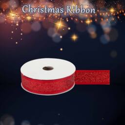 VFM e-Store Christmas Ribbon Garland Decoration 4cm x 10cm Red X 1 - Size: 4 cm x 10 cm - thumbnail 3