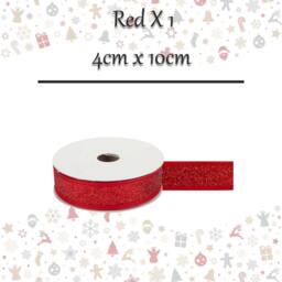VFM e-Store Christmas Ribbon Garland Decoration 4cm x 10cm Red X 1 - Size: 4 cm x 10 cm - thumbnail 2