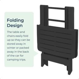 idooka Folding Camping Set 3 Piece Outdoor Garden Furniture Patio Portable Table & Chairs Black in Grey - thumbnail 3