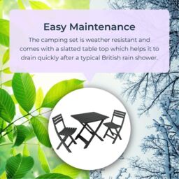 idooka Folding Camping Set 3 Piece Outdoor Garden Furniture Patio Portable Table & Chairs Black in Grey - thumbnail 4