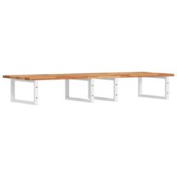 Berkfield Home Basin Shelf Wall Mounted Steel & Solid Wood Acacia in Brown - thumbnail 6