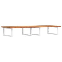 Berkfield Home Basin Shelf Wall Mounted Steel & Solid Wood Acacia in Brown - thumbnail 2
