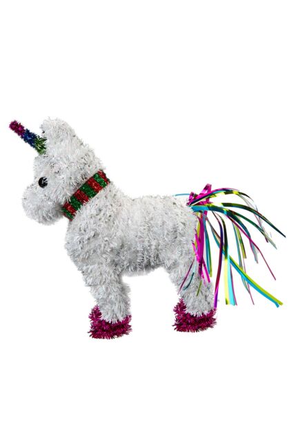 VFM e-Store Christmas Decoration Tinsel Unicorn X 1 25cm x 22cm White Unicorn 25cm - Size: 25 cm x 22 cm - image 1