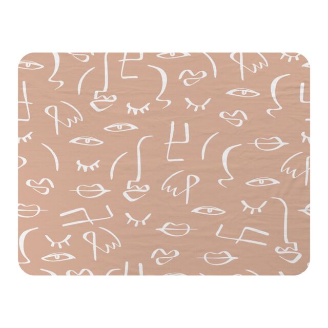 Benjamin Tate Design line drawing abstract faces Designer Blanket in Natural - Size: 120 cm x 150 cm - image 1