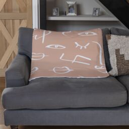 Benjamin Tate Design line drawing abstract faces Designer Blanket in Natural - Size: 120 cm x 150 cm - thumbnail 2
