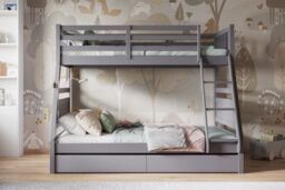 Flair Ollie Wooden Triple Bunk Bed with Drawers in Grey - Size: Single - thumbnail 3