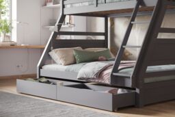 Flair Ollie Wooden Triple Bunk Bed with Drawers in Grey - Size: Single - thumbnail 4
