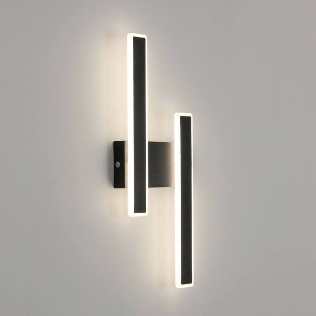 Pheashine Black Dual Linear LED Wall Sconce, 32W 4500K Neutral White, 44cm Acrylic - image 1