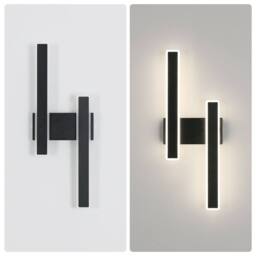 Pheashine Black Dual Linear LED Wall Sconce, 32W 4500K Neutral White, 44cm Acrylic - thumbnail 3