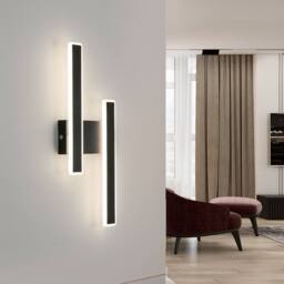 Pheashine Black Dual Linear LED Wall Sconce, 32W 4500K Neutral White, 44cm Acrylic - thumbnail 2
