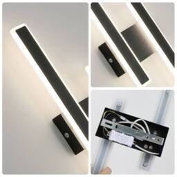Pheashine Black Dual Linear LED Wall Sconce, 32W 4500K Neutral White, 44cm Acrylic - thumbnail 4