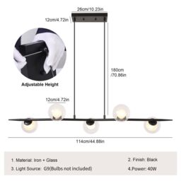 Garwarm 5 - Light Kitchen Island Linear Pendant in Black - thumbnail 9