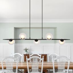 Garwarm 5 - Light Kitchen Island Linear Pendant in Black - thumbnail 2