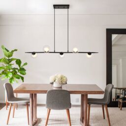 Garwarm 5 - Light Kitchen Island Linear Pendant in Black - thumbnail 6