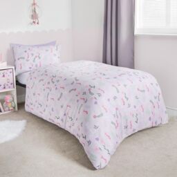 OHS Reversible Duvet Cover Set Ballerina Quilt Pillowcases Bedding in White - Size: Single - thumbnail 4