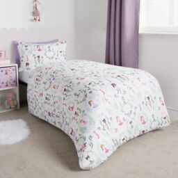 OHS Reversible Duvet Cover Set Ballerina Quilt Pillowcases Bedding in White - Size: Single - thumbnail 2