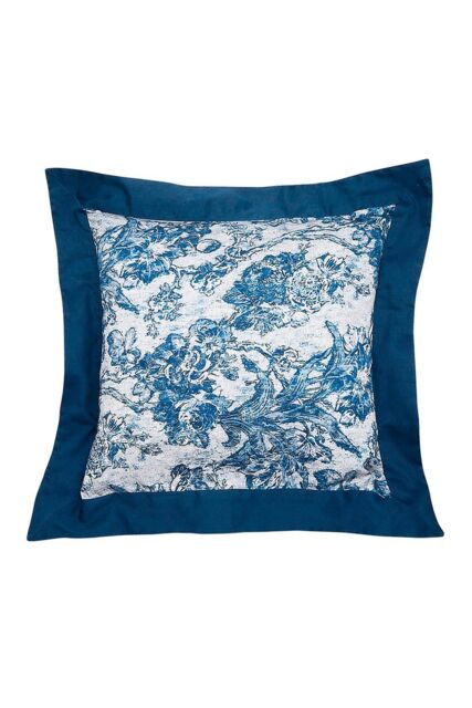 Sanderson 'Fringed Tulip Toile' Cotton Square Pillow Case Pair in Blue - image 1