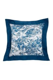 Sanderson 'Fringed Tulip Toile' Cotton Square Pillow Case Pair in Blue - thumbnail 1