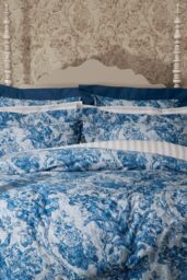 Sanderson 'Fringed Tulip Toile' Cotton Square Pillow Case Pair in Blue - thumbnail 2