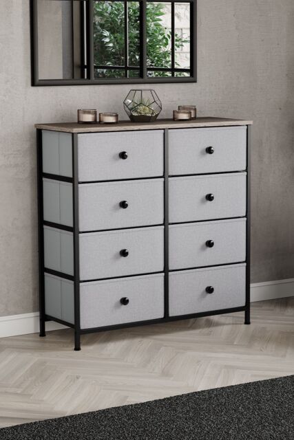 Home Discount Vida Designs Chorley 8 Drawer Chest Of Drawers UKFR Fabric Storage in Beige - image 1