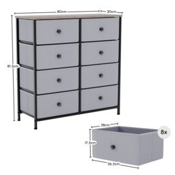 Home Discount Vida Designs Chorley 8 Drawer Chest Of Drawers UKFR Fabric Storage in Beige - thumbnail 3