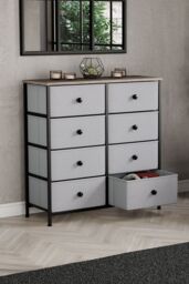 Home Discount Vida Designs Chorley 8 Drawer Chest Of Drawers UKFR Fabric Storage in Beige - thumbnail 2