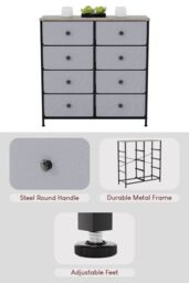 Home Discount Vida Designs Chorley 8 Drawer Chest Of Drawers UKFR Fabric Storage in Beige - thumbnail 4