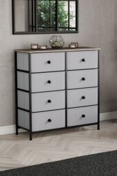 Home Discount Vida Designs Chorley 8 Drawer Chest Of Drawers UKFR Fabric Storage in Beige - thumbnail 1