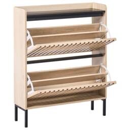 Wyld and Coco Tilt-Out Shoe Cabinet - 2 Drawers Light Brown MDF - thumbnail 4