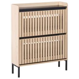 Wyld and Coco Tilt-Out Shoe Cabinet - 2 Drawers Light Brown MDF - thumbnail 2